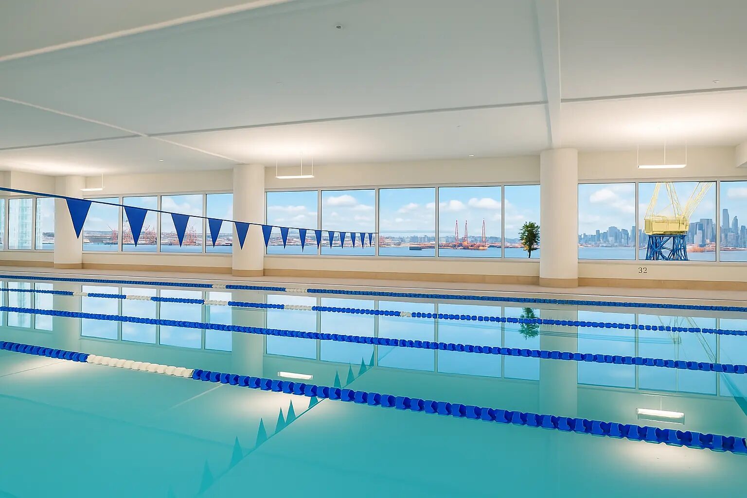 Pinnacle Hotel amenities — indoor lap pool and fitness centre